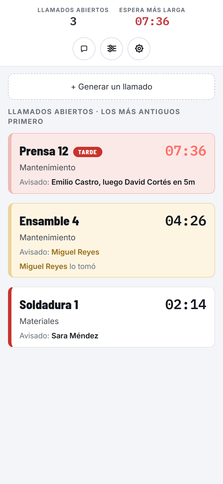 Los mismos llamados abiertos en un celular, del más viejo al más nuevo
